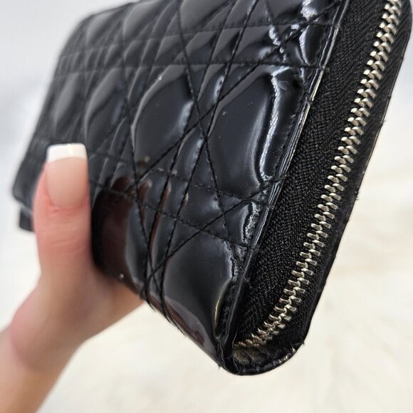 Dior  Cannage Pattern Patent Leather Continental Wallet - Picture 6 of 17